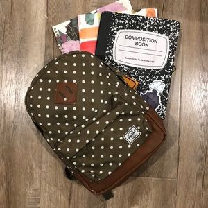 Hershel olive green polka dot backpack